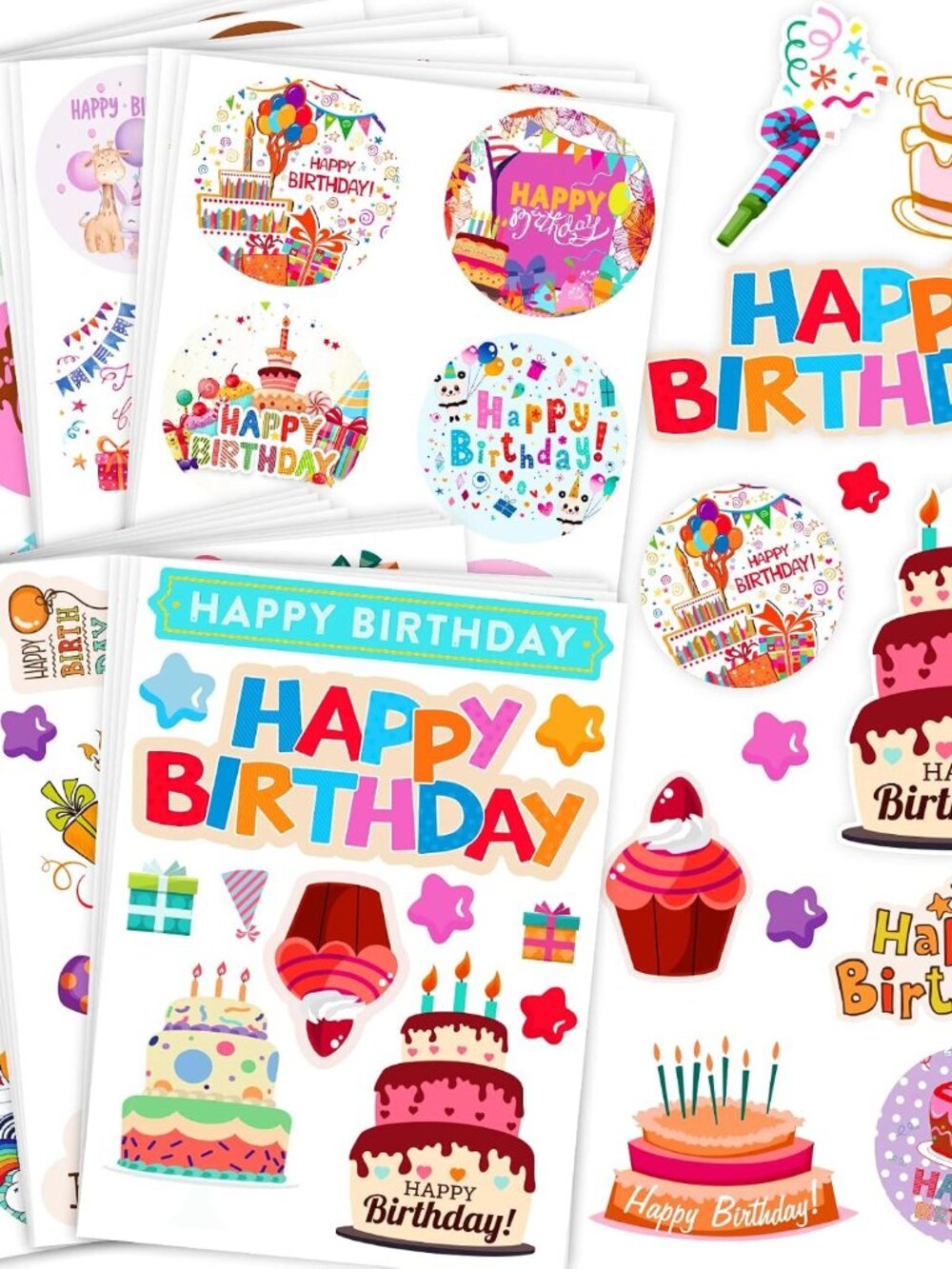 Large Birthday Stickers 24 Sheets Happy Birthday Stickers for Kids Classroom Env